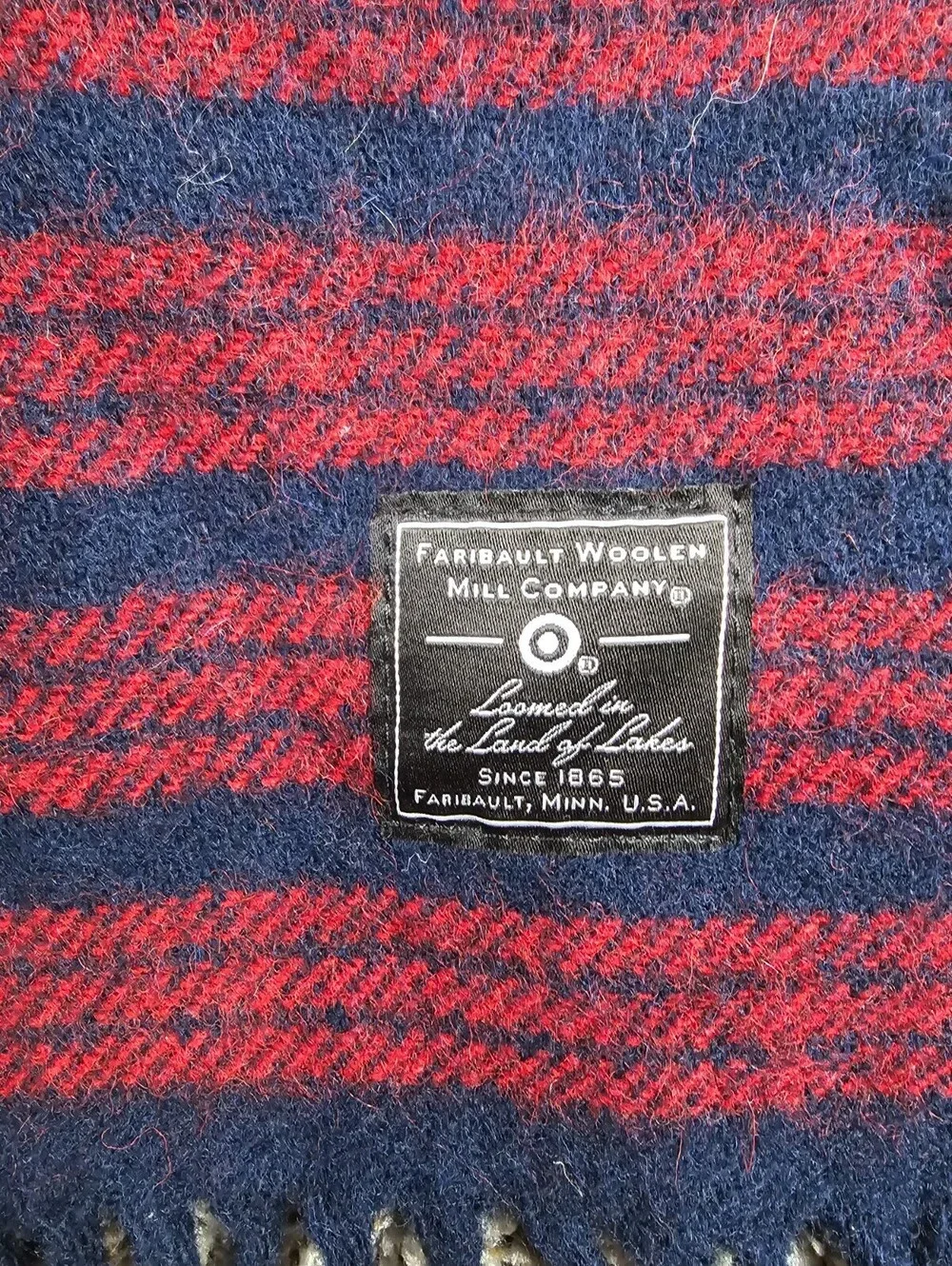 Faribault Woolen Mill Target Collab Oversized Wool Shawl Red Blue Striped